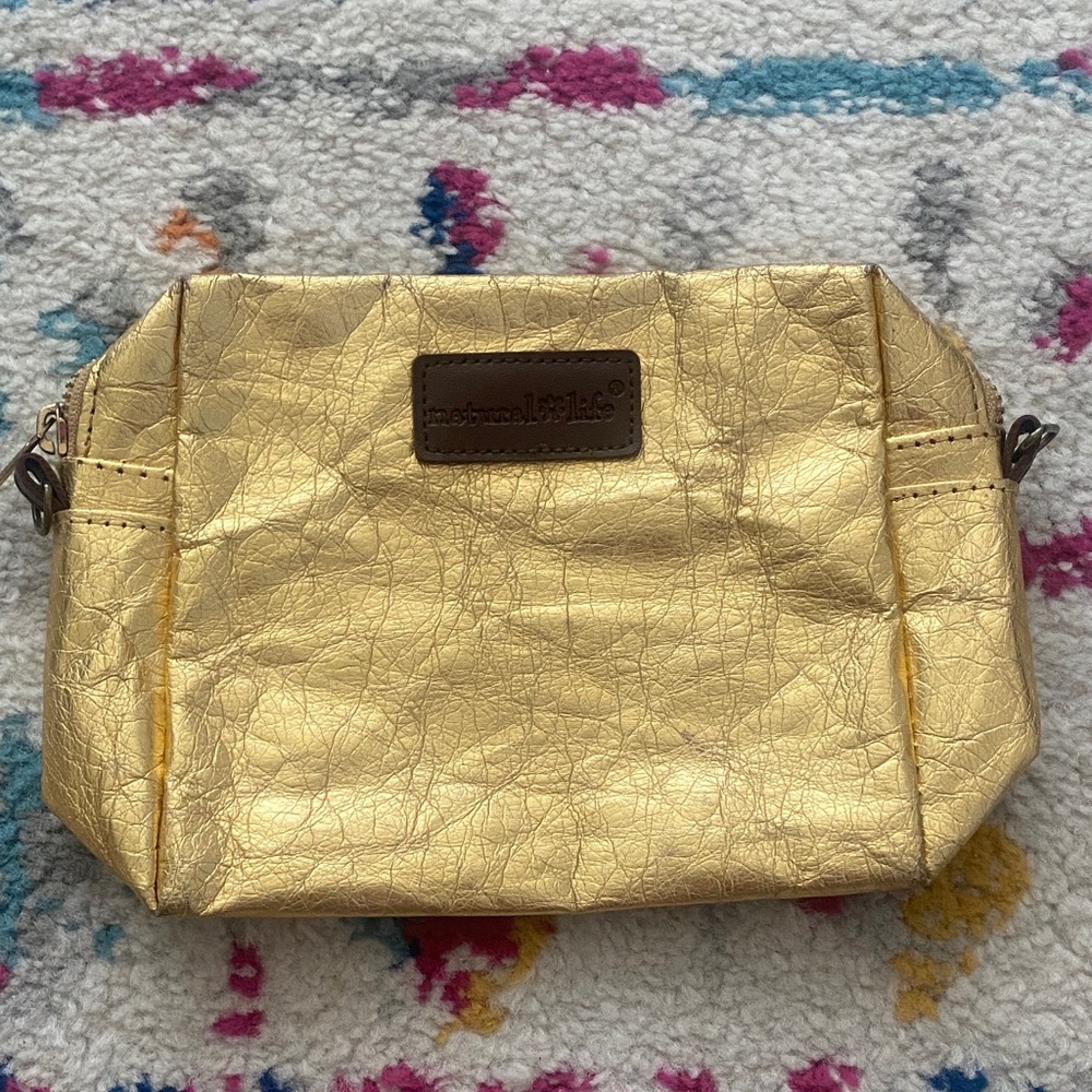 Natural Life Shimmering Gold Cosmetic Bag